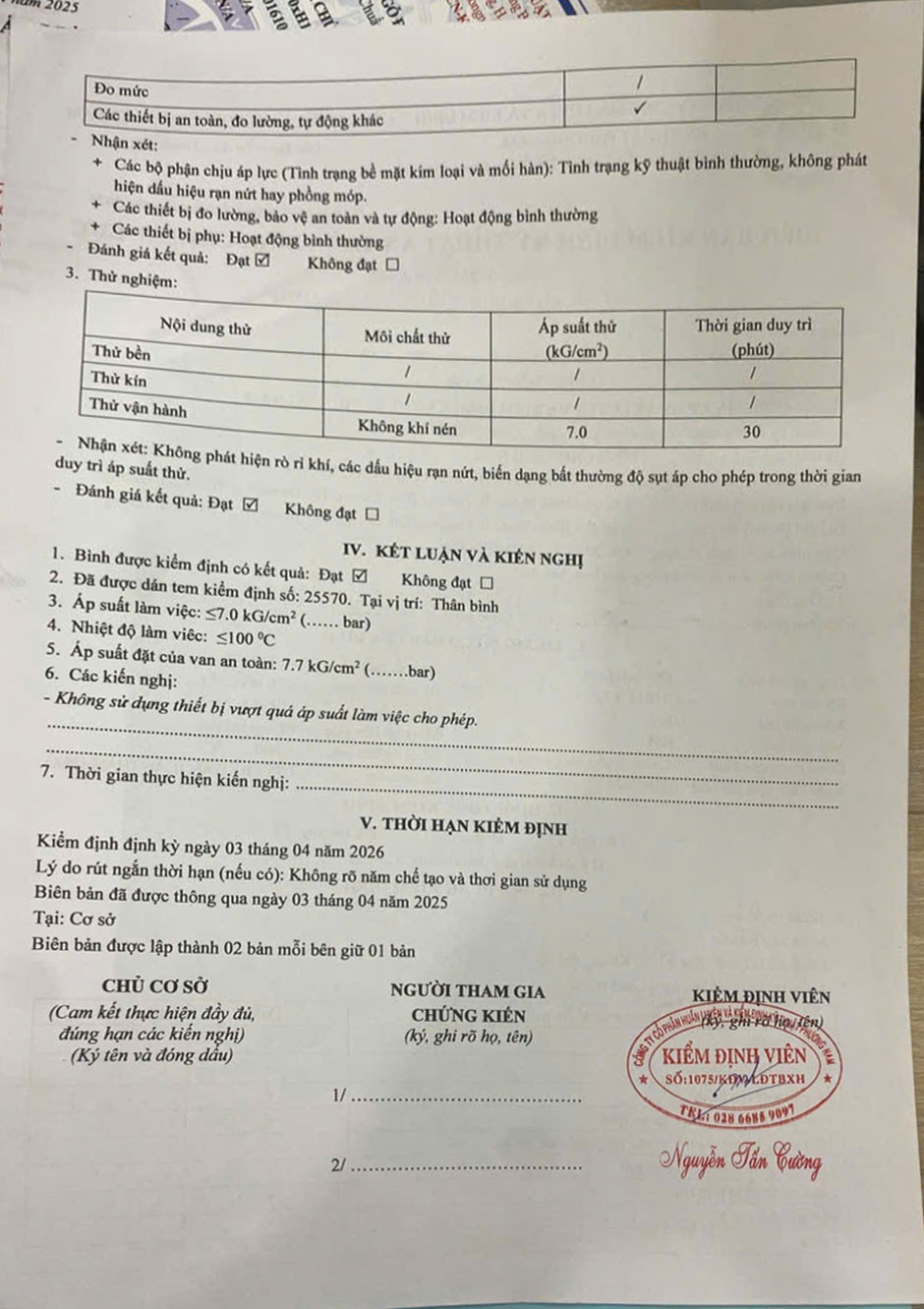 biên bản kiểm định 2