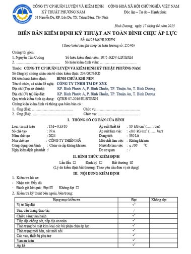 biên bản kiểm định bình chứa khí nén trang 2
