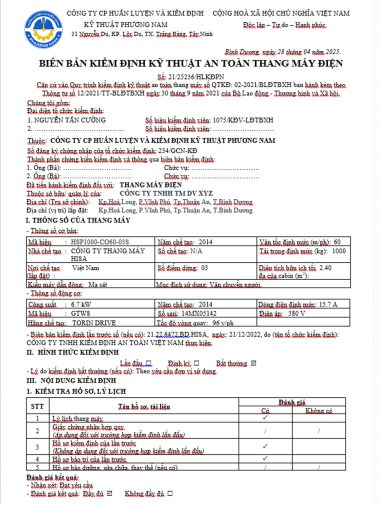 biên bản kiểm định thang máy trang 1