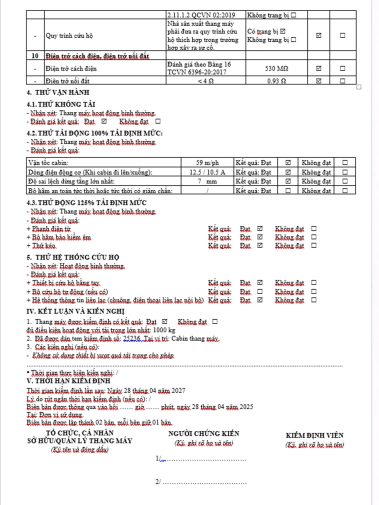 biên bản kiểm định thang máy trang 5